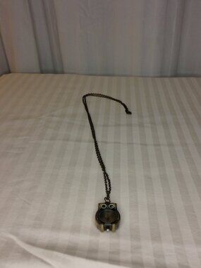 Clair's Boutique Owl Pendant Clock Necklace